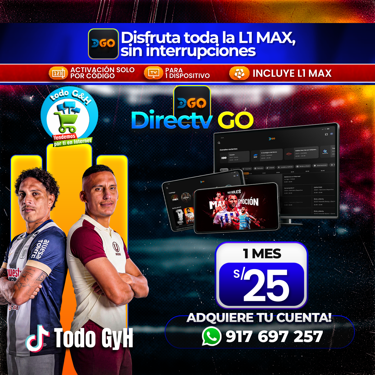 directv go con liga 1 max perfil tv